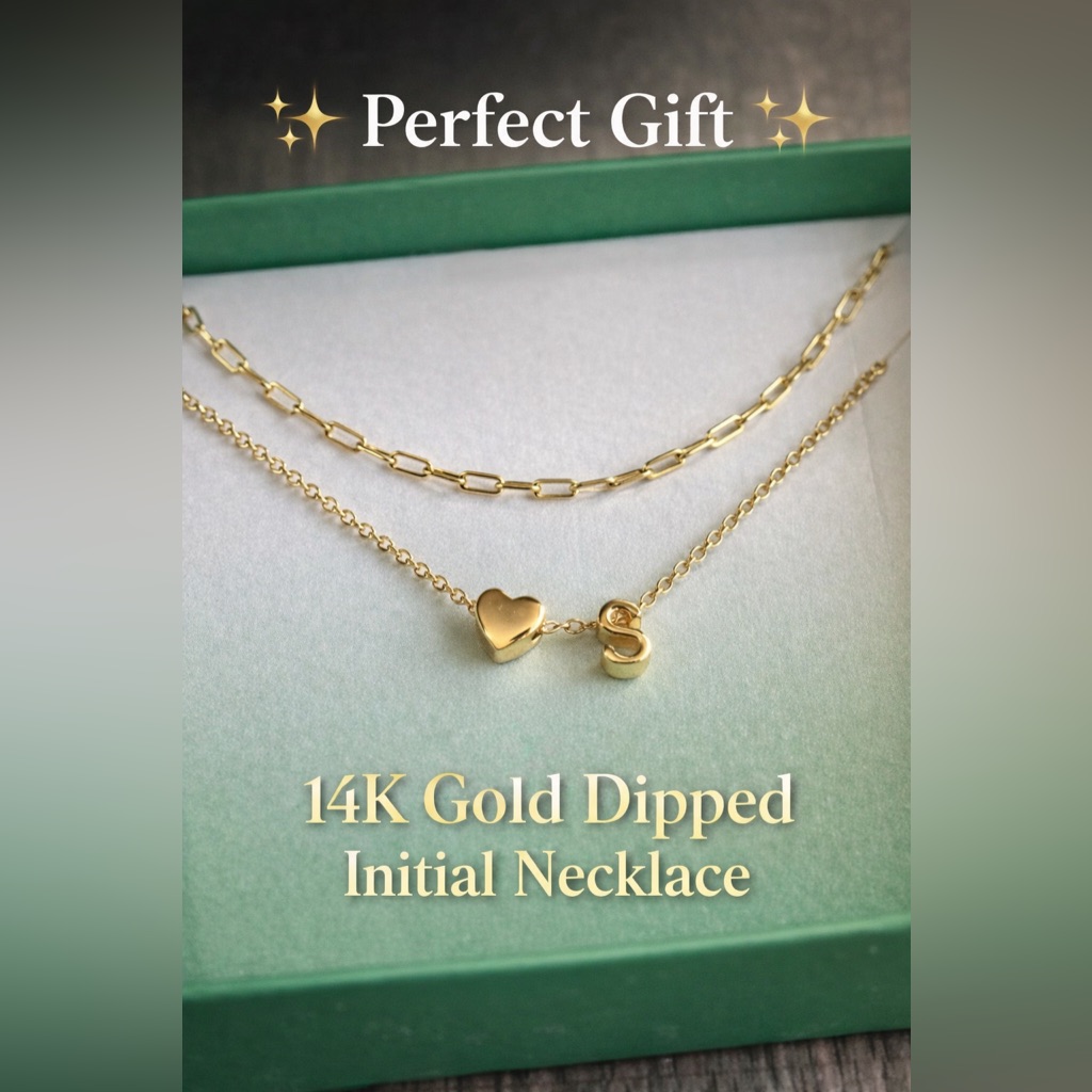 A New Day Gold Womens Initial Necklace S Heart 14k Gold Dipped Layered Chain 10$
